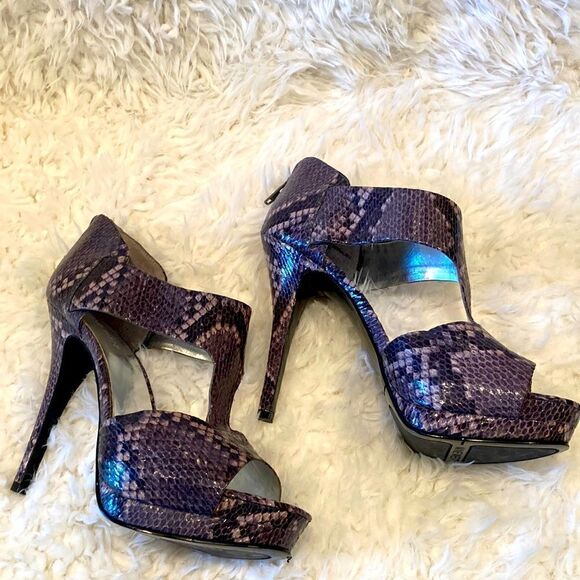 NEW Nine West Snake skin Peep Toe Platform Heels - Picture 2 of 8